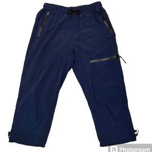 Athletic Capris Navy Womens Size Medium Zipper Pockets Lightweight Thin Material